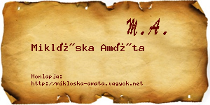 Miklóska Amáta névjegykártya